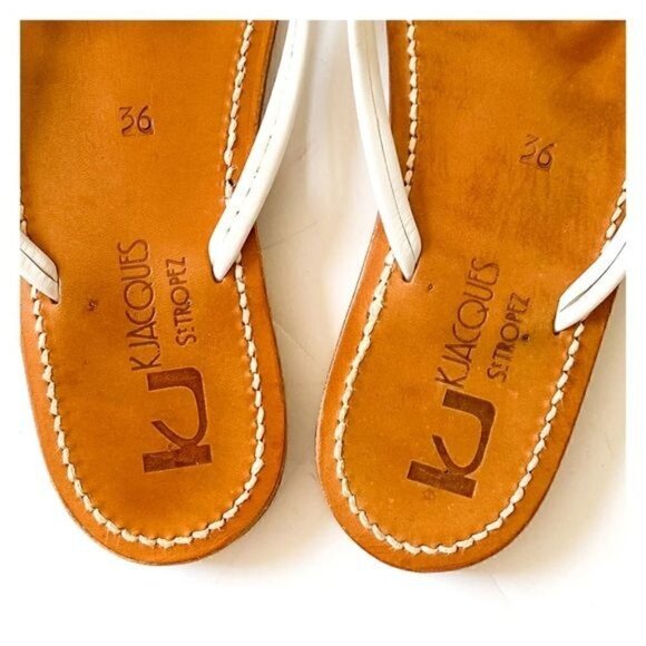 K JACQUES St Tropez Venise Flip-Flops in White Leather, Size 36 EU - Picture 5 of 8